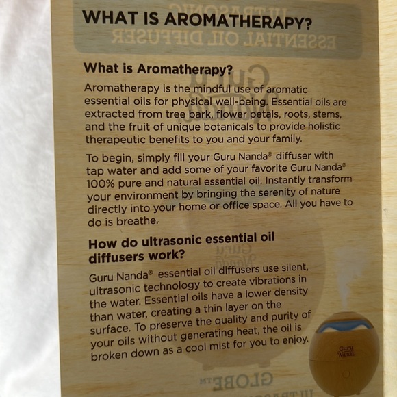Ultrasonic Essential Oil Diffuser aromatherapy globe Guru Nanda - New - Picture 14 of 16